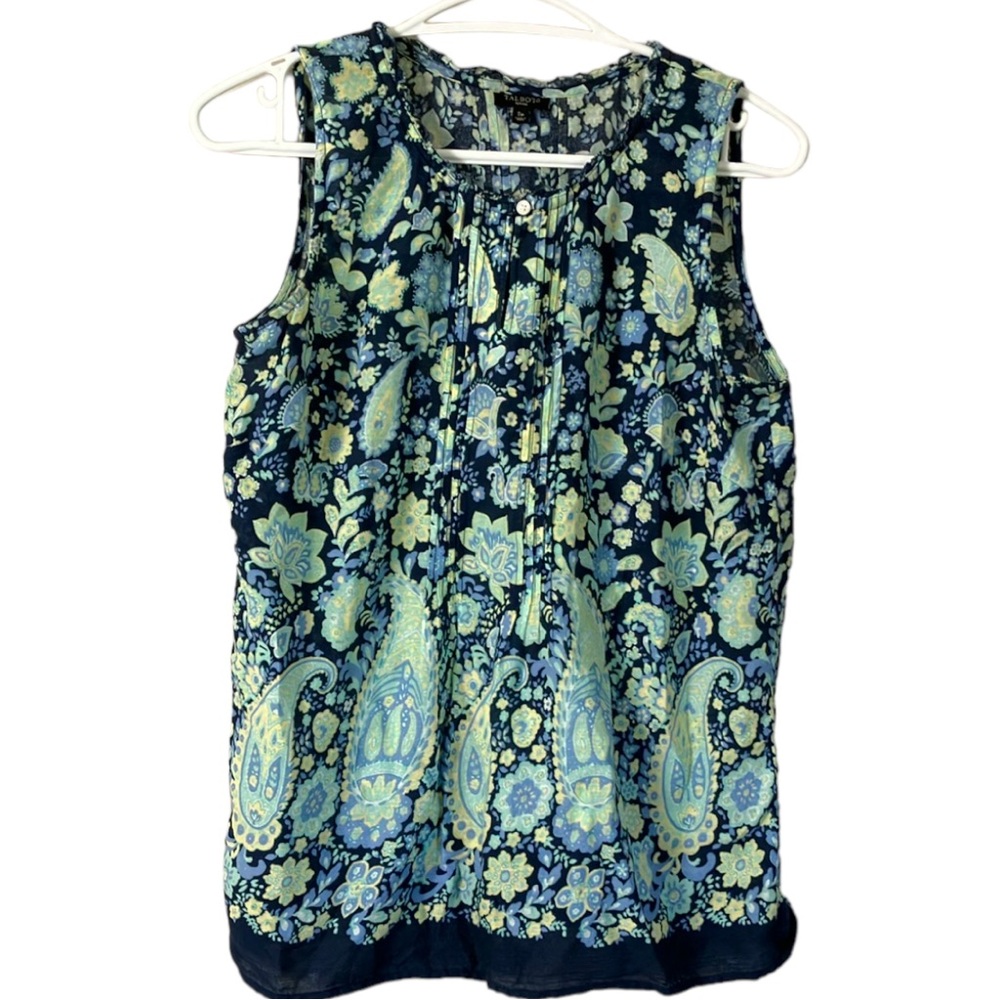Talbots Paisley Floral Sleeveless Cotton Top Women’s Size SP Small Petite